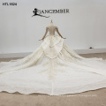 Jancember HTL1624 Luxury Long Sleeve Big Train Embroidered Wedding Dress Bridal Gown